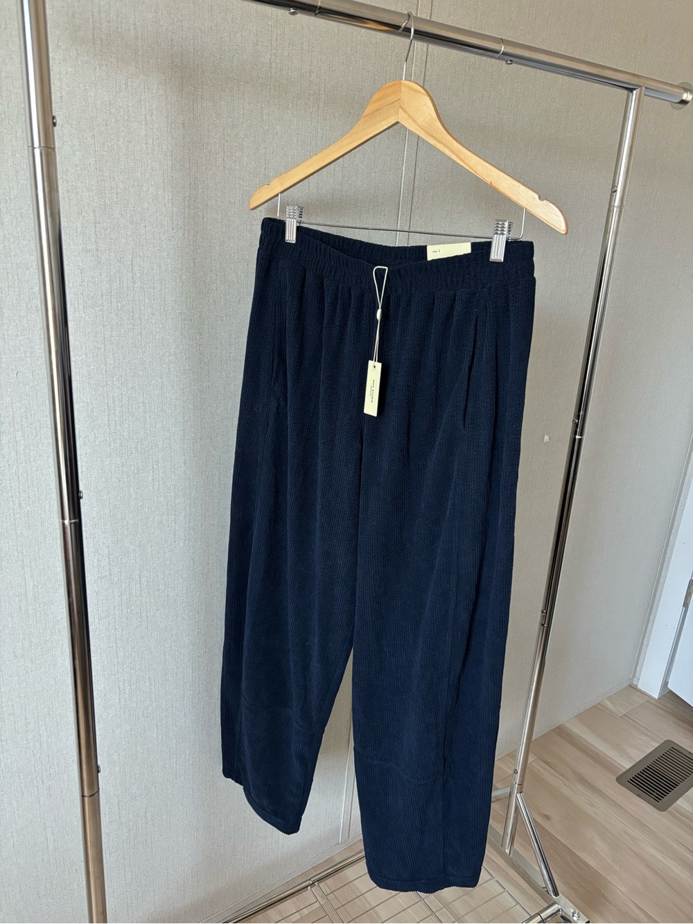 Max Studio Navy Corduroy Wide-Leg Trousers